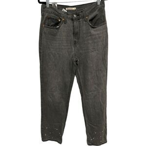 Levi's Low Pro Straight Gray Polka Dot Ankle Jeans Womens Size 31 Splatter Acid